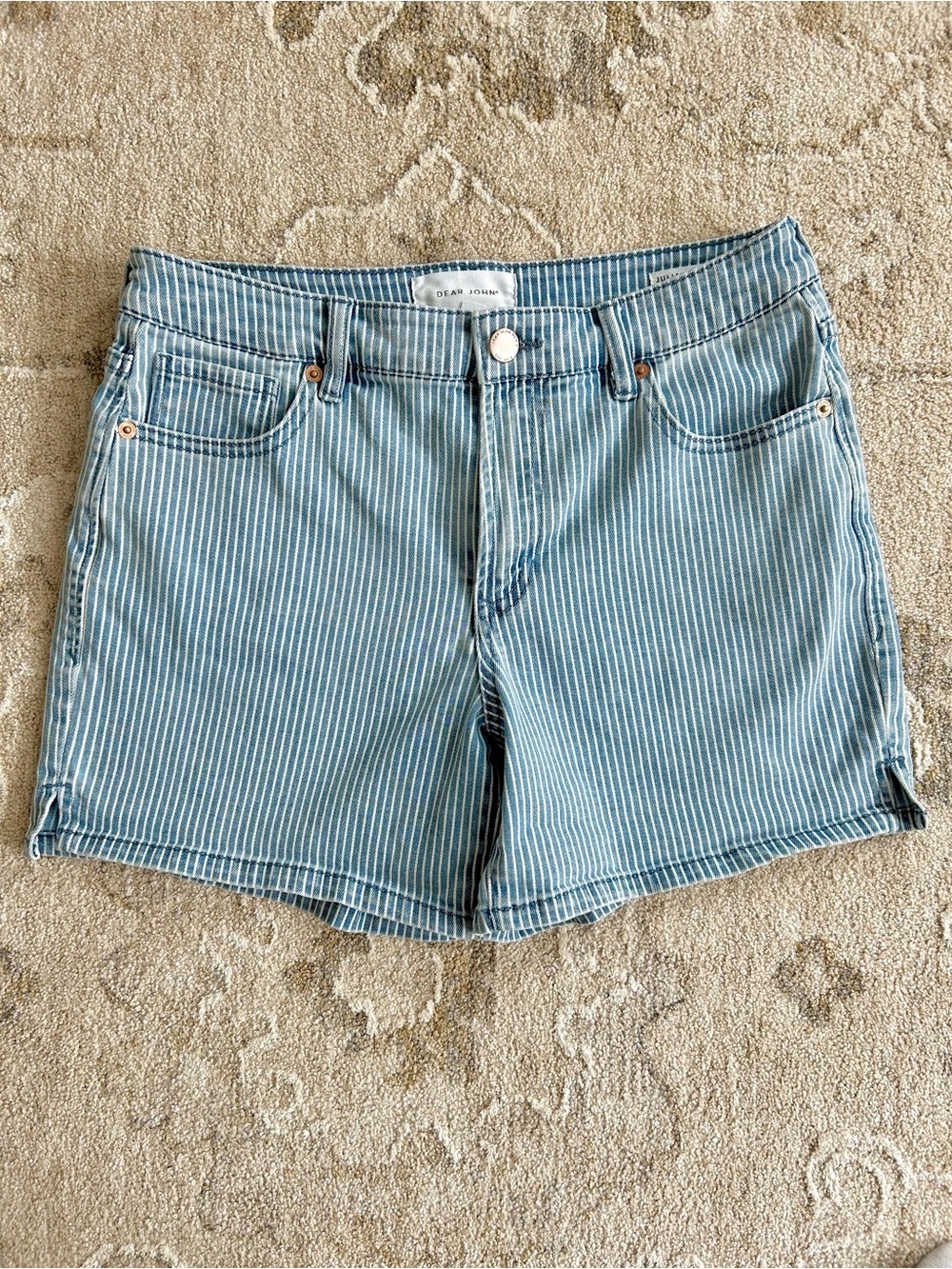 DEAR JOHN Julian Blue & White Striped Denim Shorts